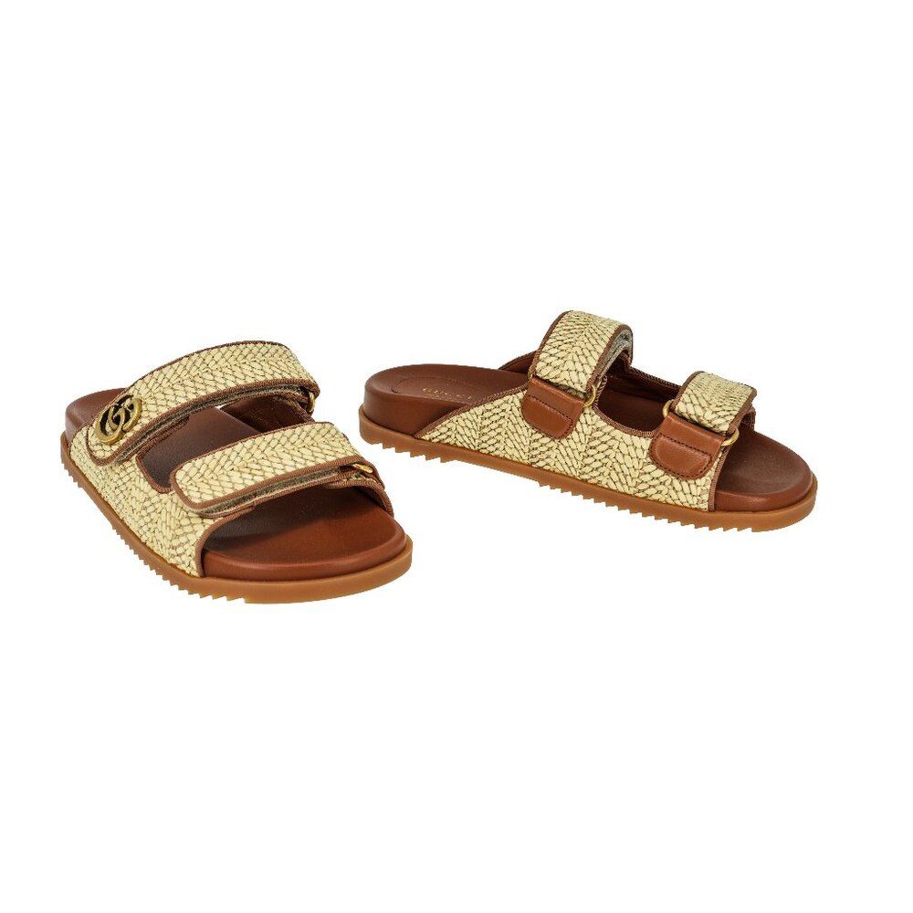 Gucci Moritz Raffia Slide Sandals